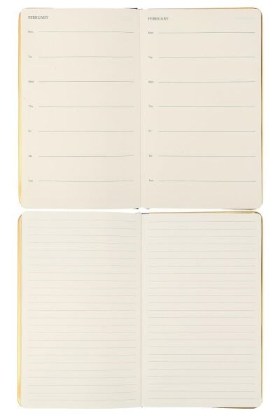 VEGAN DERİ SERT KAPAK KENAR ALTIN DEMİR VE ALTIN YALDIZ ÇZG. AÇK MAVİ