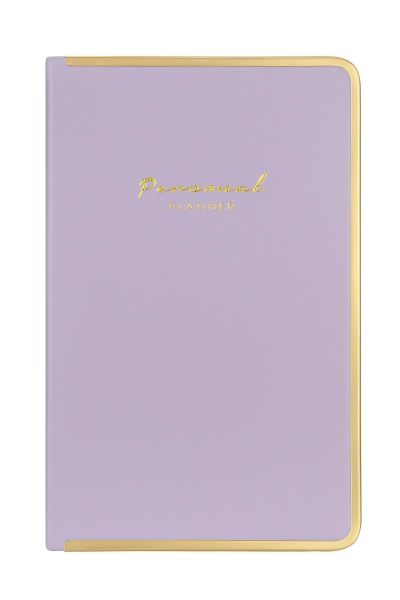 VEGAN DERİ SERT KAPAK ALTIN DEMİR VE ALTIN YALDIZ ÇİZİLİ LİLA