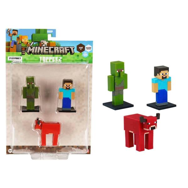 MINECRAFT 3D TOPPEZ 3LÜ FİGÜR SETİ