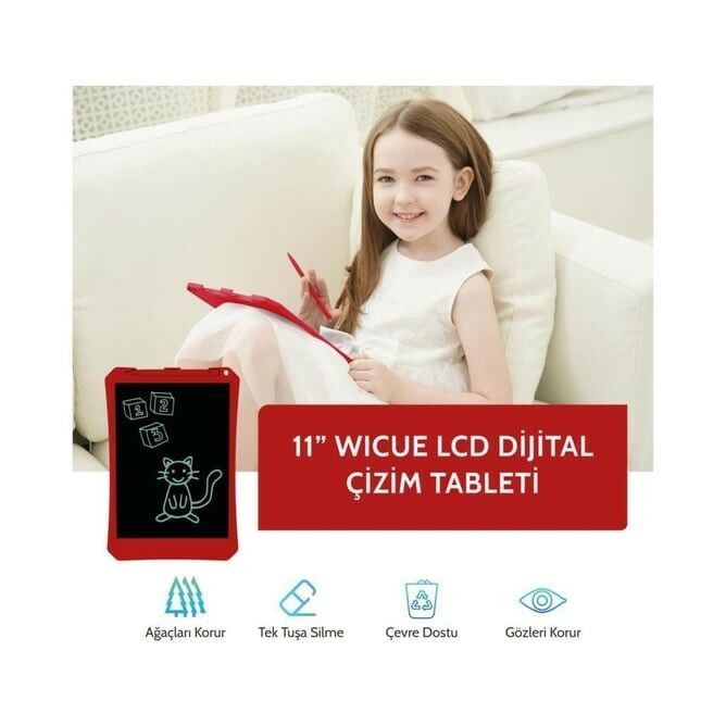 WİCUE 11 LCD DİJİTAL ÇİZİM TABLETİ KIRMIZI