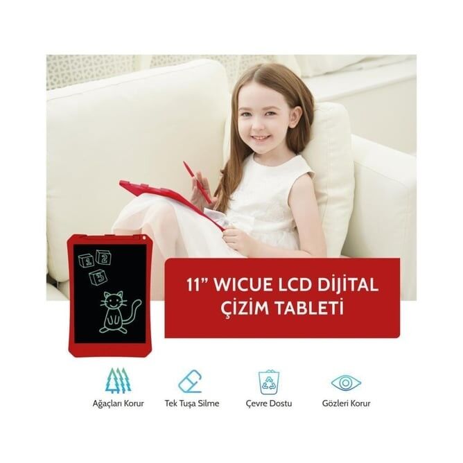 WİCUE 11 LCD DİJİTAL ÇİZİM TABLETİ KIRMIZI