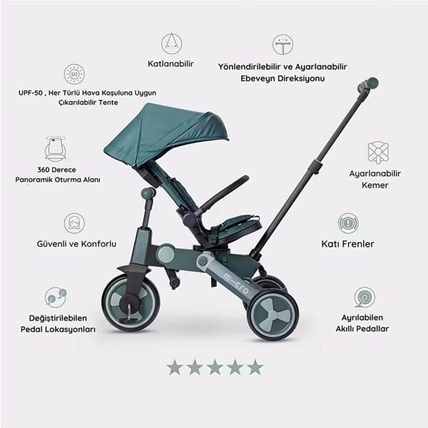 MICRO BİSİKLET 3 IN 1 KATLANABİLİR MATCHA YEŞİL