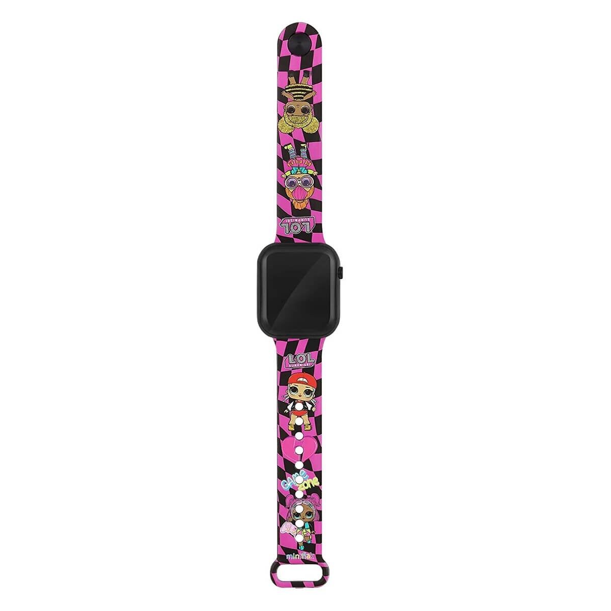 MINIFLAK LOL PEMBE-SİYAH LED COCUK SAATİ