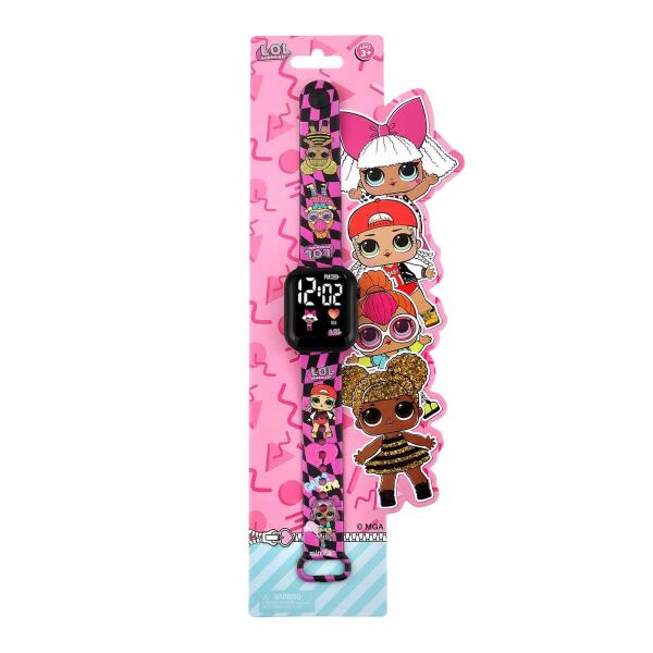 MINIFLAK LOL PEMBE-SİYAH LED COCUK SAATİ