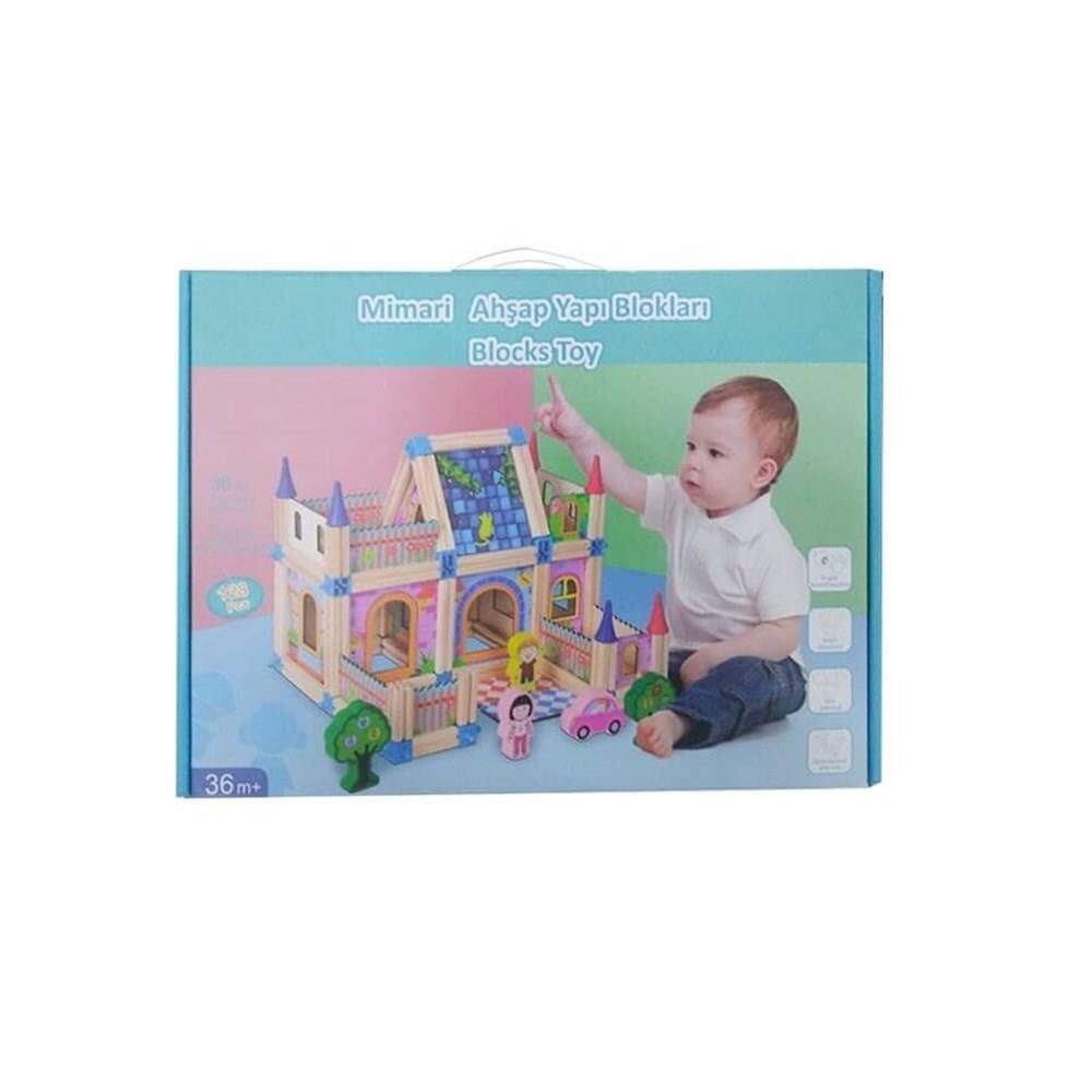 AHŞAP 128 PARÇA MİMARİ YAPI BLOKLARI