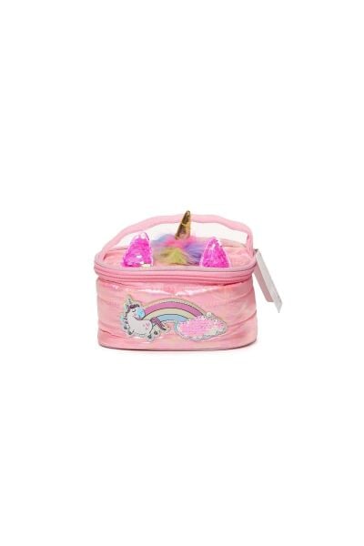 PUFFER UNICORN MAKYAJ ÇANTASI AÇIK PEMBE