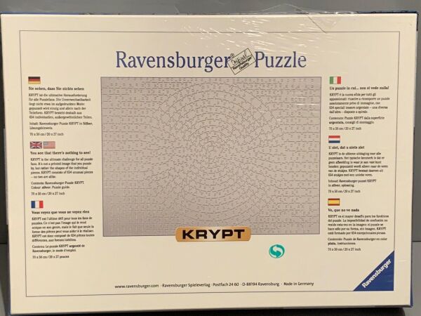 RAVENSBURGER KRYPT SİLVER 654 PRÇ PUZZLE