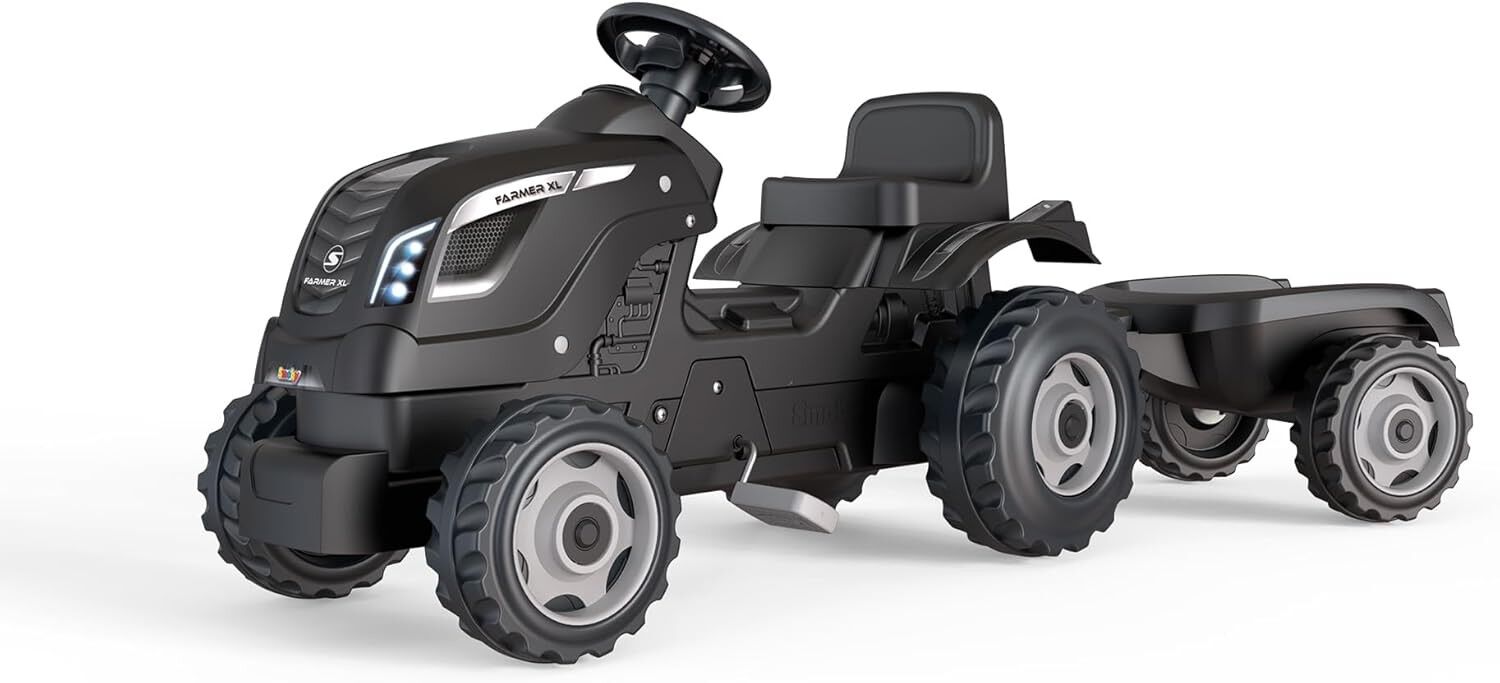 SIMBA SMOBY FARMER XL TRACTOR BLACK+TRAİLER