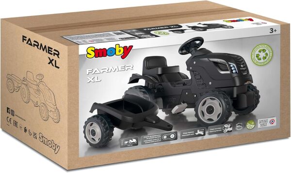 SIMBA SMOBY FARMER XL TRACTOR BLACK+TRAİLER