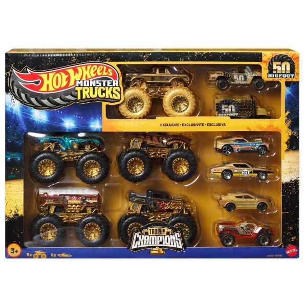 HOTWEELS MONSTER TRUCKS BİGFOOT TROPHY ŞAMPİYONLARI ARABA VE KAMYONLAR