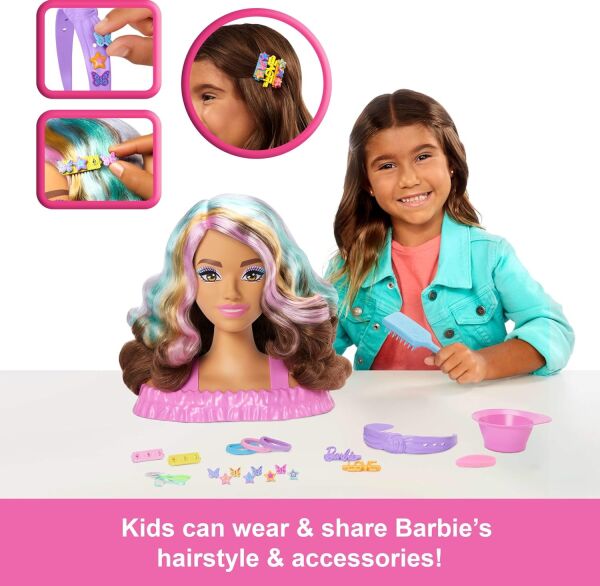 BARBİE SAÇ TASARIM BÜSTÜ-KAHVERENGİ SAÇLI
