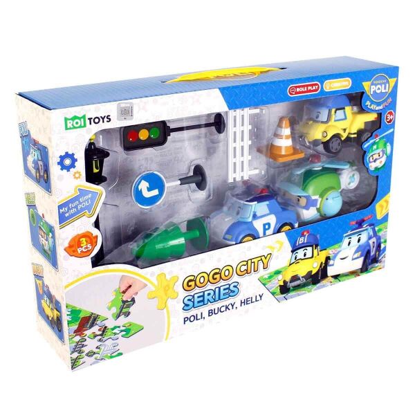 POLI CAR GOGO CITY SERİSİ-POLI,BUCKY,HELLY, SET.