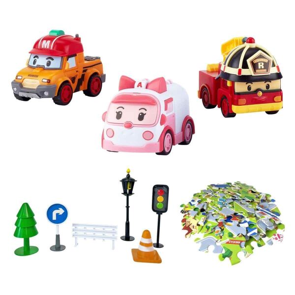 POLI CAR GOGO CITY SERİSİ AMBER-ROY-MARK OYUN SETİ