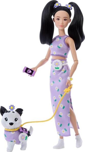 BARBIE SİYAH SAÇLI BEBEK VE KÖPEĞİ