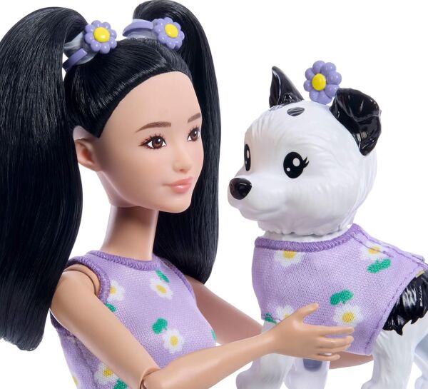 BARBIE SİYAH SAÇLI BEBEK VE KÖPEĞİ