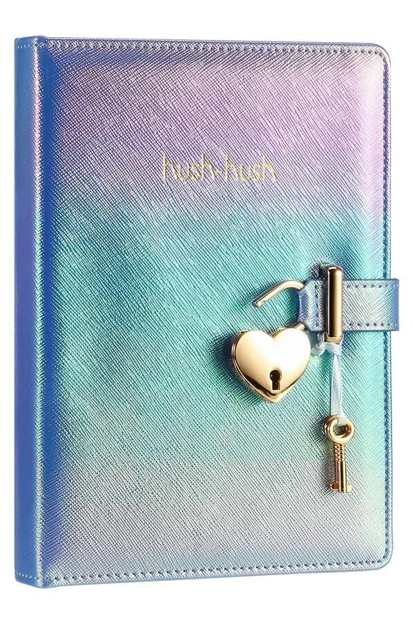 VİCTORIA'S JOURNALS HUSH HUSH KİLİTLİ METALİK DEFTER KUTULU MAVİ ÇİZGİLİ