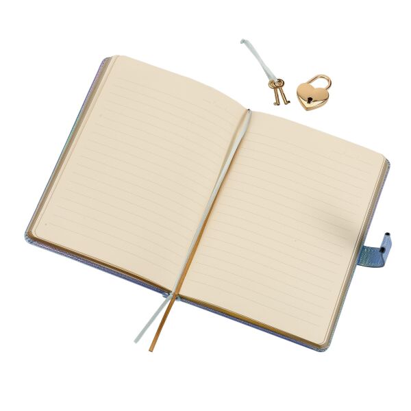 VİCTORIA'S JOURNALS HUSH HUSH KİLİTLİ METALİK DEFTER KUTULU MAVİ ÇİZGİLİ
