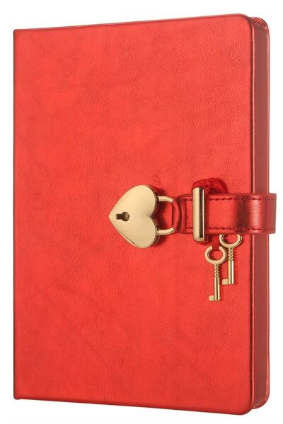 VİCTORIA'S JOURNALS HUSH HUSH KİLİTLİ METALİK DEFTER KUTULU KIRMIZI