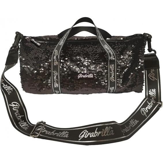 PULLU PAYETLİ SPOR ÇANTASI SİYAH