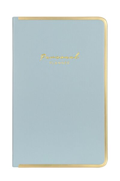 VEGAN DERİ SERT KAPAK KENAR ALTIN DEMİR VE ALTIN YALDIZ ÇZG. AÇK MAVİ