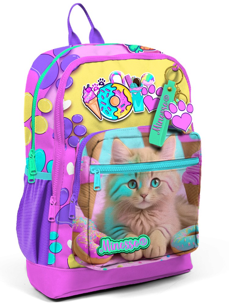 KEDİ DESENLİ KIZ ÇOCUK İLKOKUL ÇANTASI