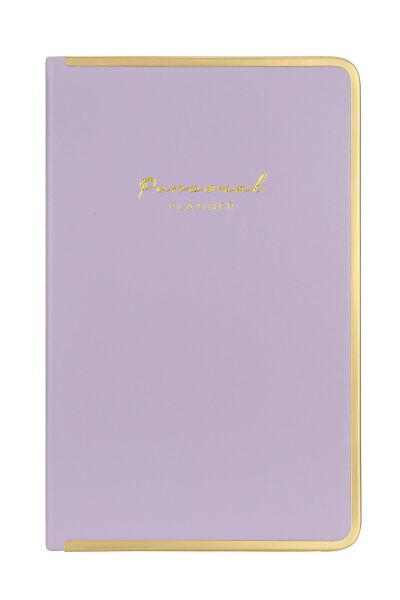 VEGAN DERİ SERT KAPAK ALTIN DEMİR VE ALTIN YALDIZ ÇİZİLİ LİLA