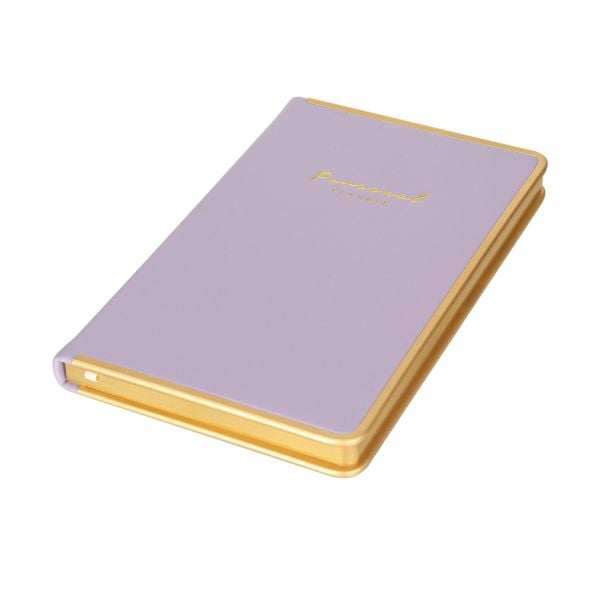 VEGAN DERİ SERT KAPAK ALTIN DEMİR VE ALTIN YALDIZ ÇİZİLİ LİLA