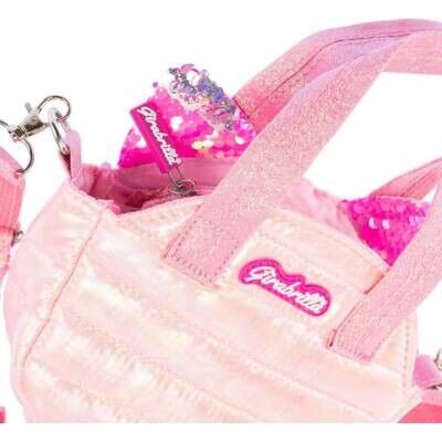 KEDİ KULAKLI PUFFER OMUZ ÇANTASI METALİK PEMBE